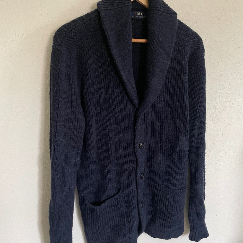 Polo Ralph Lauren heavy blue sweater cardigan buttons size S